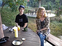 Hektor and Kerstin waiting for breakfast at Kasara.